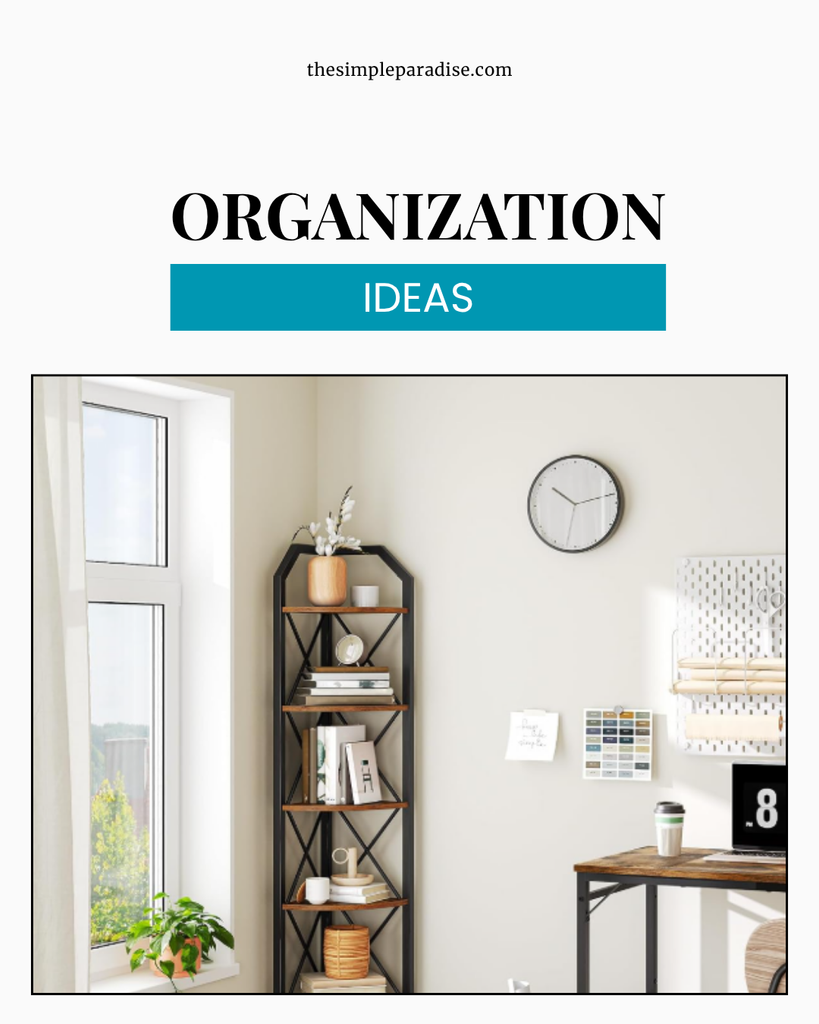 "ORGANIZATION IDEAS; Corner Book Shelf Organizer in home office"